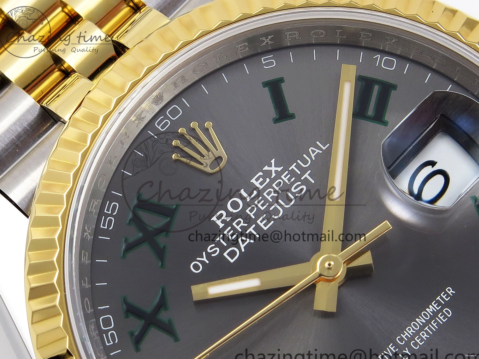 Bracelet Marker SS DateJust VSF VS3235 36 YG Roman 904L 126233 Edition 1:1 Steel Best Green Jubilee Gray on Dial 0211
